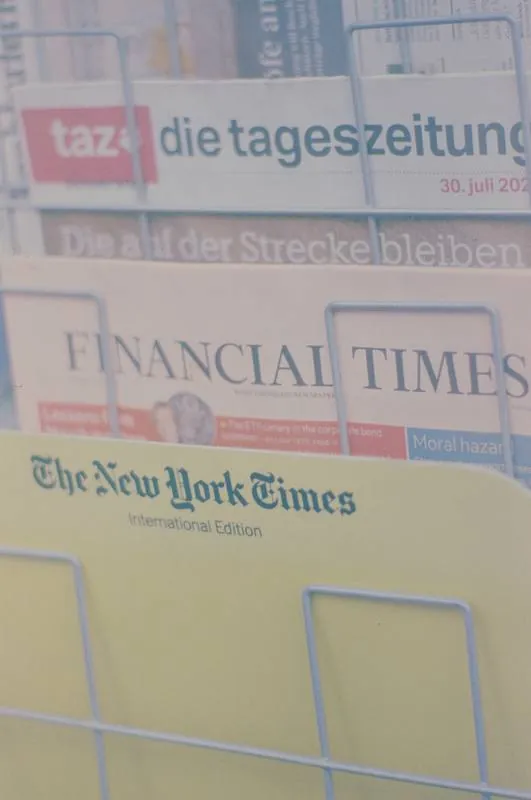 Newspapers on a rack